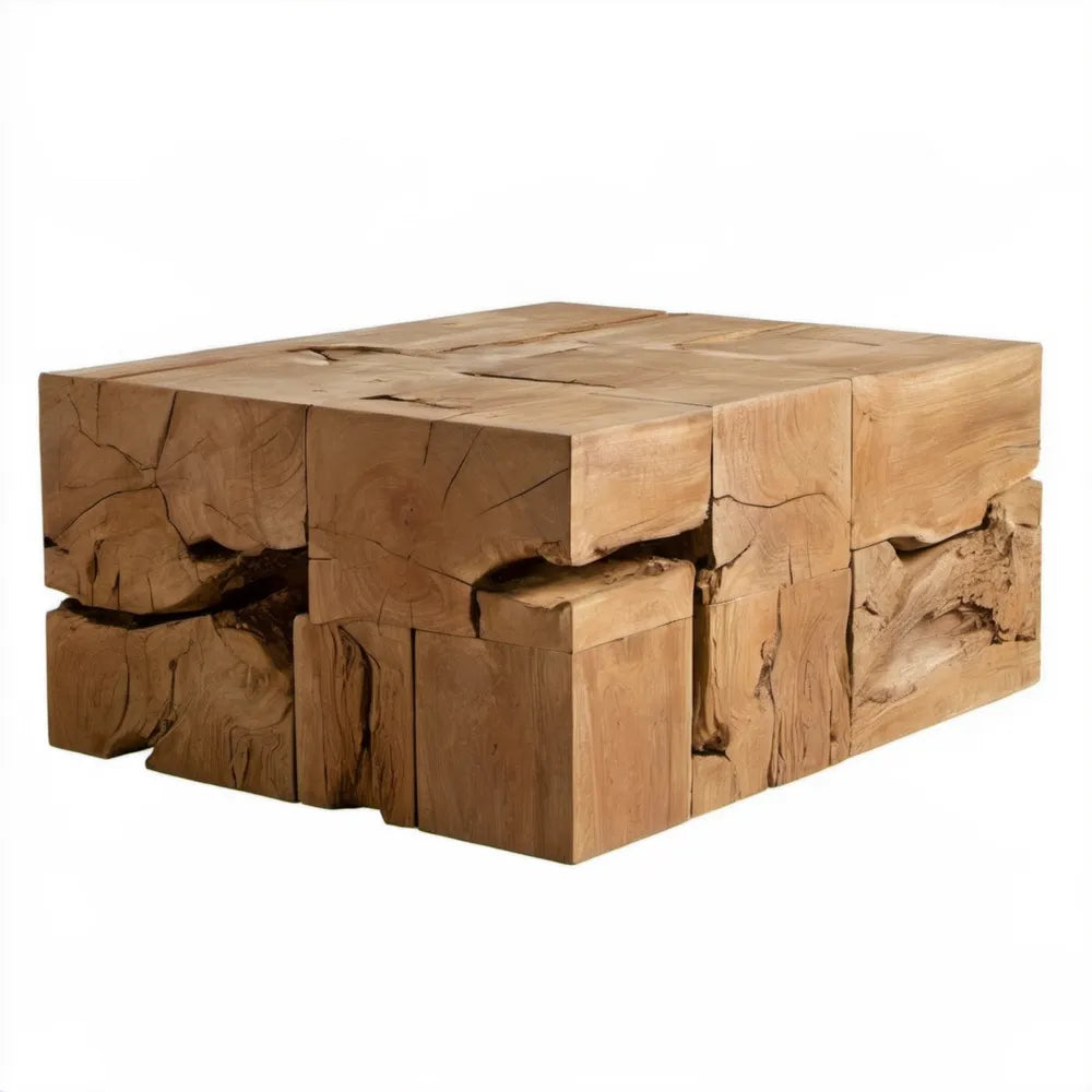 Stolik kawowy z litego drewna tekowego, naturalny jasnobrązowy, 80 x 80 x 45 cm