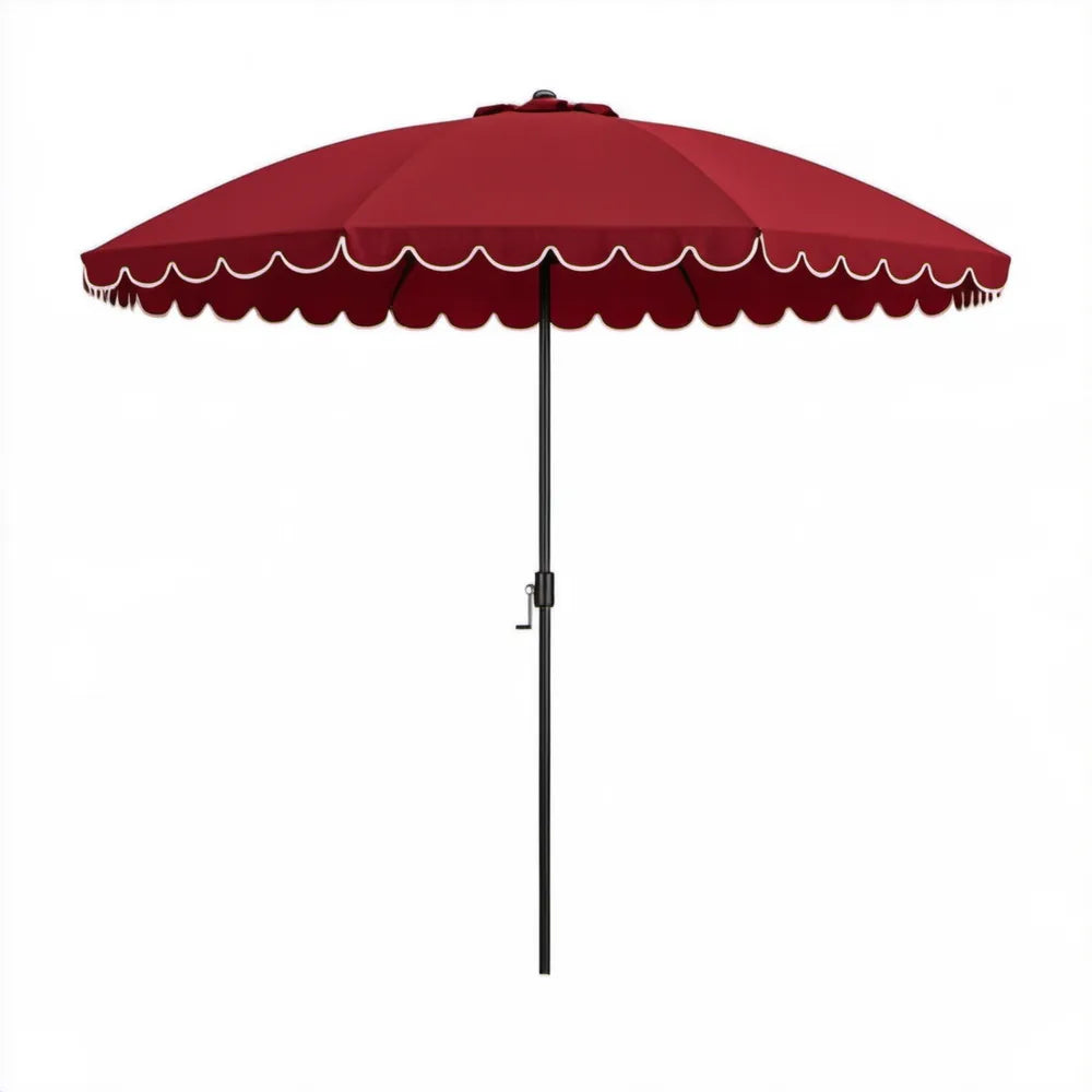 Bordowy parasol ogrodowy z korbką, okrągły 270 cm, wysokość 240 cm