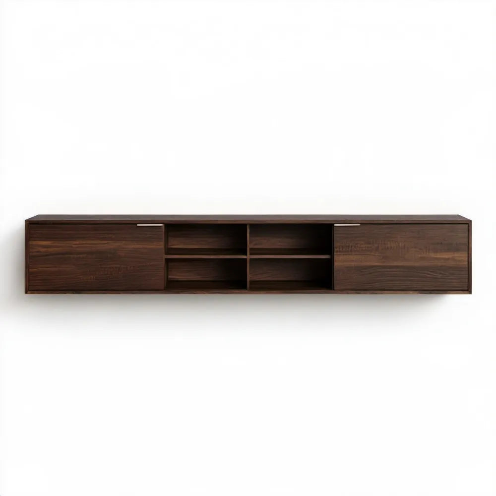 Wisząca szafka RTV z laminowanej płyty MDF, ciemny brąz, 240 x 35 x 40 cm