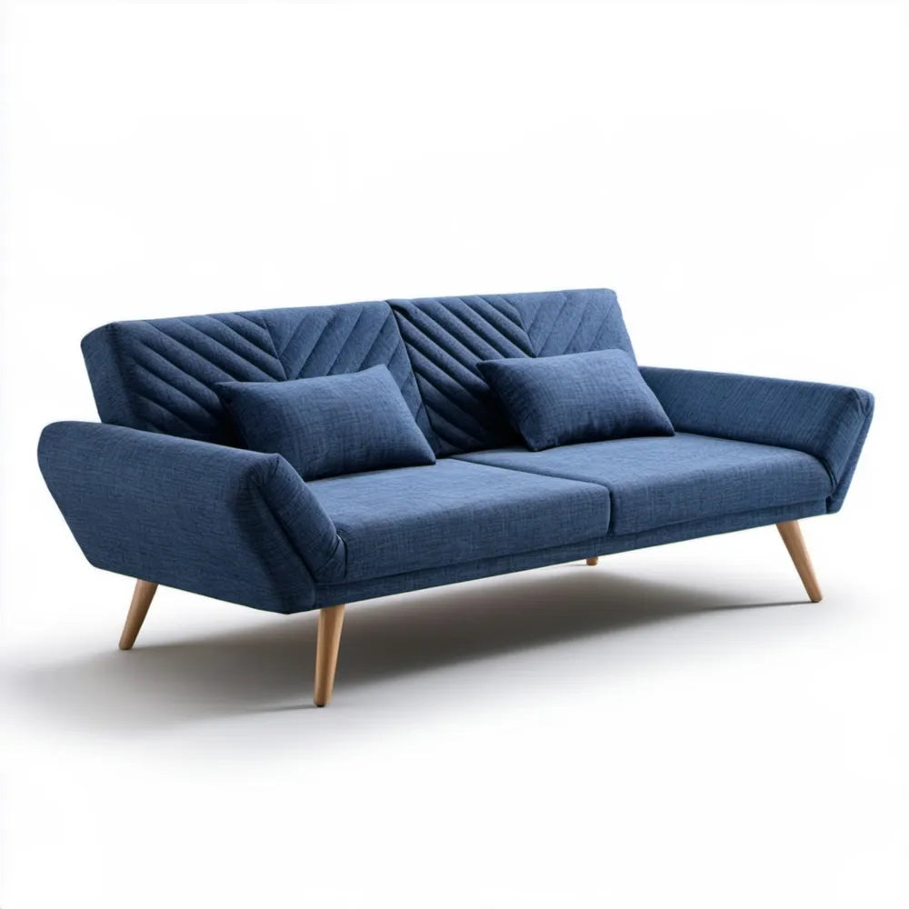 Granatowa sofa trzyosobowa z tapicerką poliestrową 220 x 90 x 85 cm