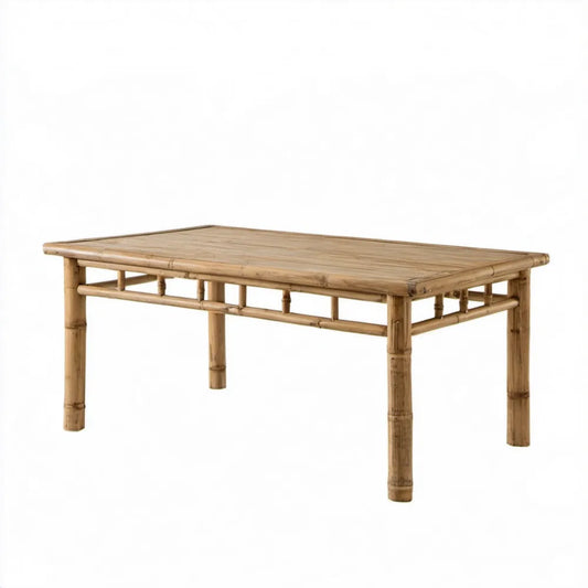 Prostokątny stolik kawowy z naturalnego bambusa, jasnobrązowy, 120 x 60 x 45 cm