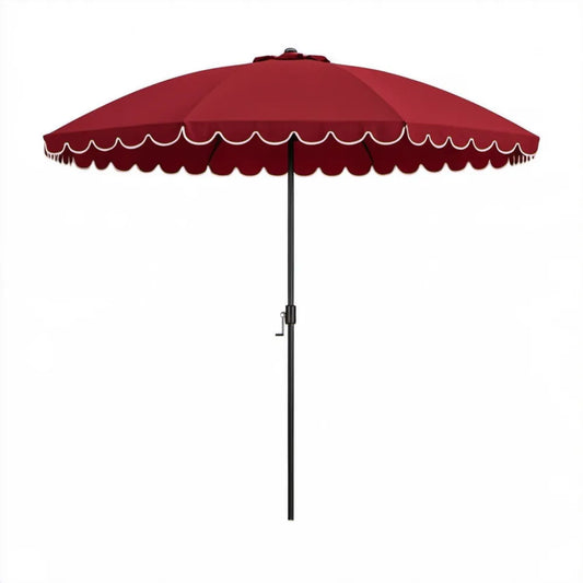 Bordowy parasol ogrodowy z korbką, okrągły 270 cm, wysokość 240 cm
