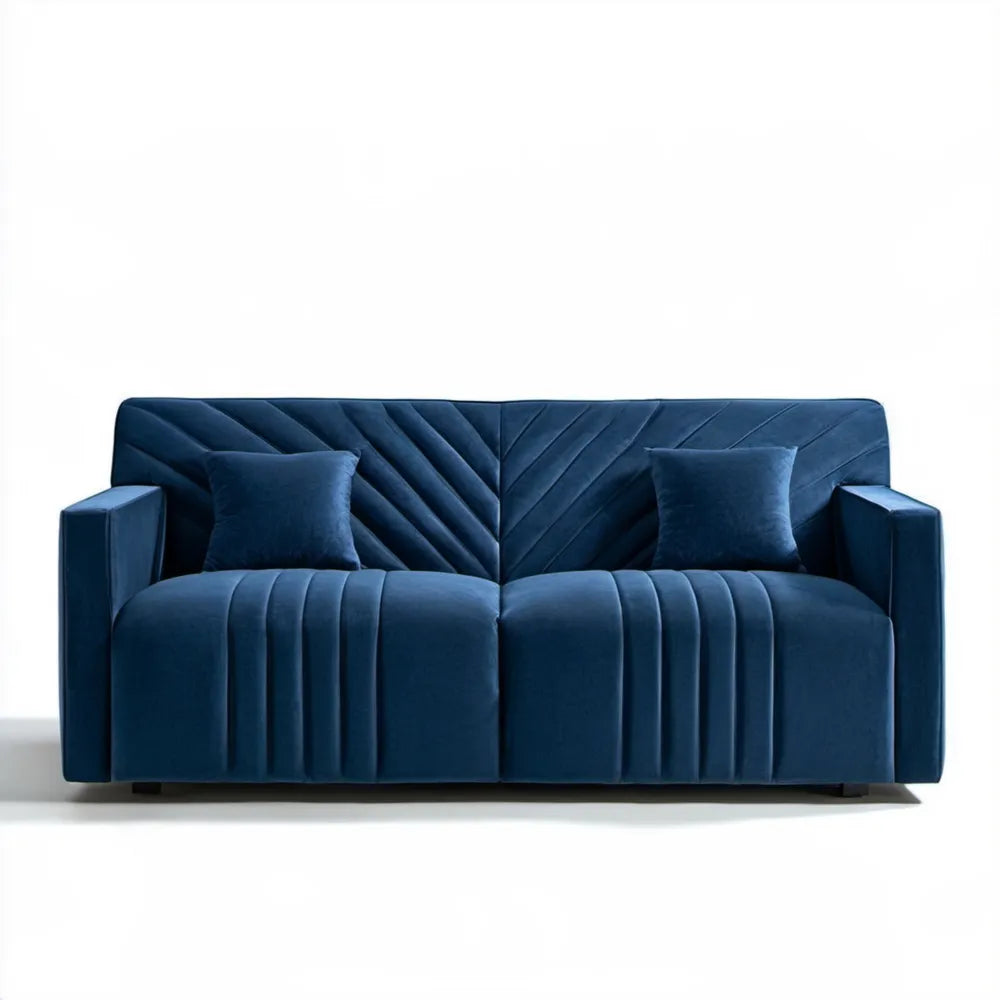 Dwuosobowa sofa welurowa granatowa 180 x 90 x 85 cm