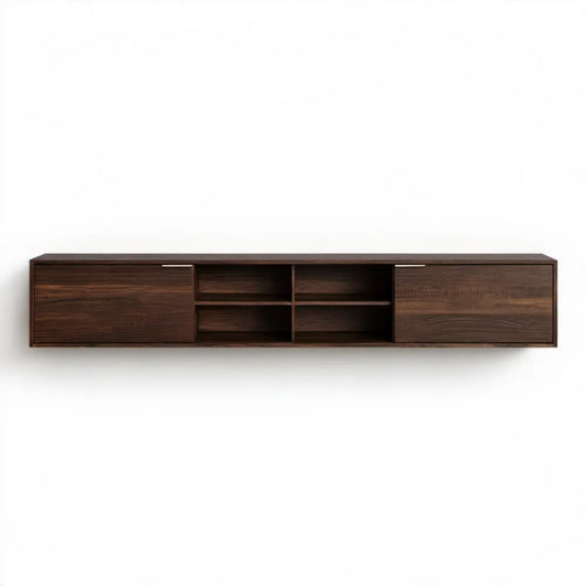 Wisząca szafka RTV z laminowanej płyty MDF, ciemny brąz, 240 x 35 x 40 cm