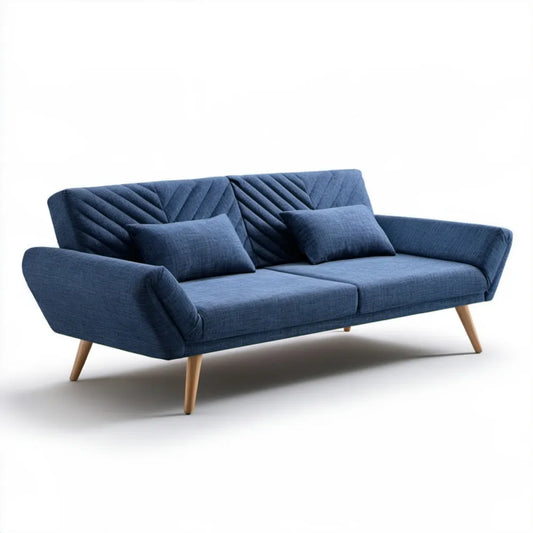 Granatowa sofa trzyosobowa z tapicerką poliestrową 220 x 90 x 85 cm